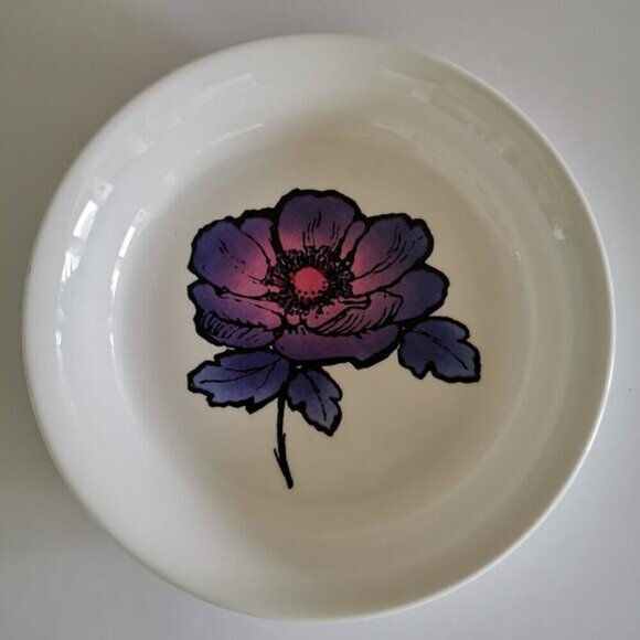 Wedgwood Blue Anemone Soup Bowl Susie Cooper Vintage 1970s Design Mod Floral - Picture 5 of 10